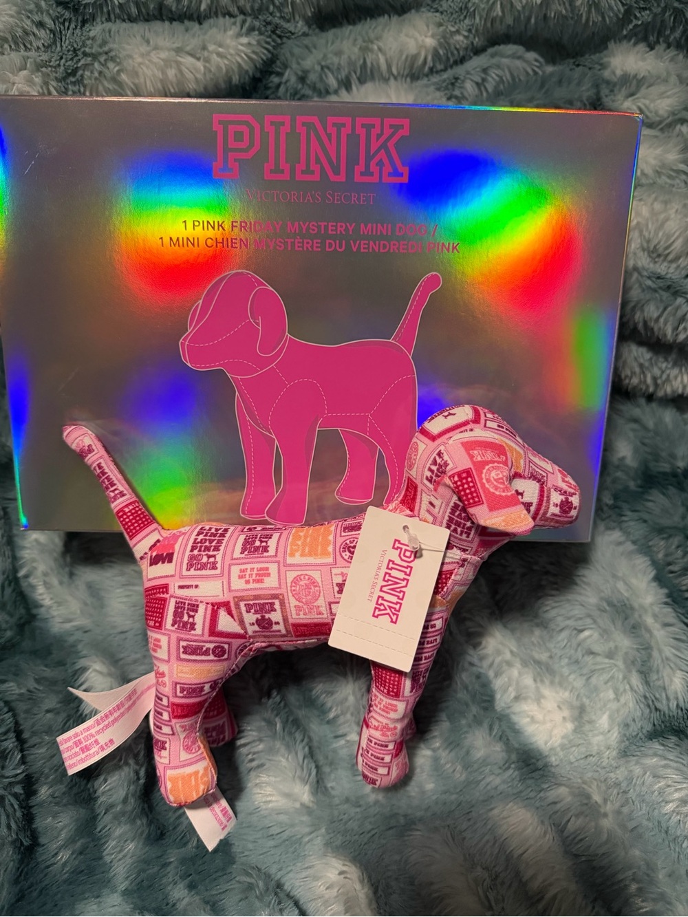 PINK Victoria's Secret Pink Patterned Plush Dachshund Dog Toy